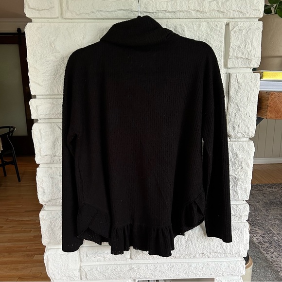 Anthropologie | Maeve Addie Ruffled Hacci Cowlneck Pullover in Black Size Small - Picture 10 of 14